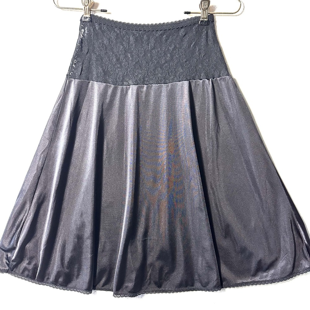 Vintage Bestform Half Slip Skirt S Small Black Lace Nylon Lingerie‎ Cottage Vamp